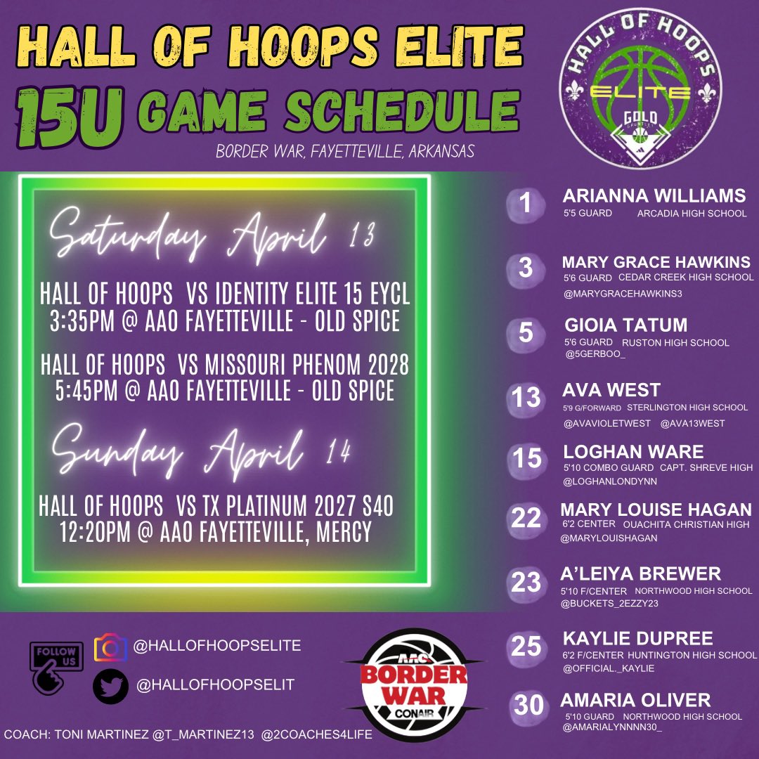 Toni Martinez (@2coaches4life) on Twitter photo College coaches be on the lookout for this <a href="/hallofhoopselit/">HALL OF HOOPS ELITE ADIDAS BASKETBALL</a> 2027 team this weekend <a href="/Borderwar1/">Borderwar Tourney</a>. These girls are exciting to watch. College coaches be on the lookout for this <a href="/hallofhoopselit/">HALL OF HOOPS ELITE ADIDAS BASKETBALL</a> 2027 team this weekend <a href="/Borderwar1/">Borderwar Tourney</a>. These girls are exciting to watch.