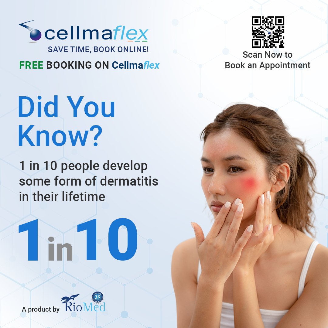 RioMed's tweet photo. Dermatitis is more common than you might think. This skin condition affects a significant portion of the population, with 1 in 10 people experiencing it during their lifetime.
Save Time, Book Online on https://t.co/mDZR1ET6M5
FREE BOOKING ON Cellmaflex
#skinrashes https://t.co/TdcQMMM0vw