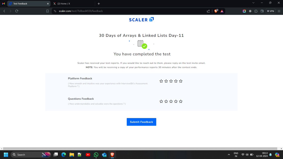 MaliRevanth's tweet photo. Hey There!
I am excited to share that I have successfully completed Day 11 of the 30 Days of arrays and lists, hosted on the Scaler Discord platform.

https://t.co/yoN5BQRz5f

#30DaysOfArraysNDlists #ScalerDiscord #ScalerTopics @Scaler_official https://t.co/CzxsF8M4Dn