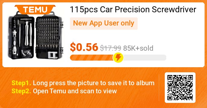 115pcs Car Precision Screwdriver Repair Tool Kit - Multi-function Electronic Screwdriver Set For Watch, Mobile Phone Disassembly & Repair 👉 -96% off discount+EXTRA 30% OFF❤️ 🎉 Exclusive deal[$0.56] -96% off 👉 item link: temu.to/m/uwzdsfvgobg