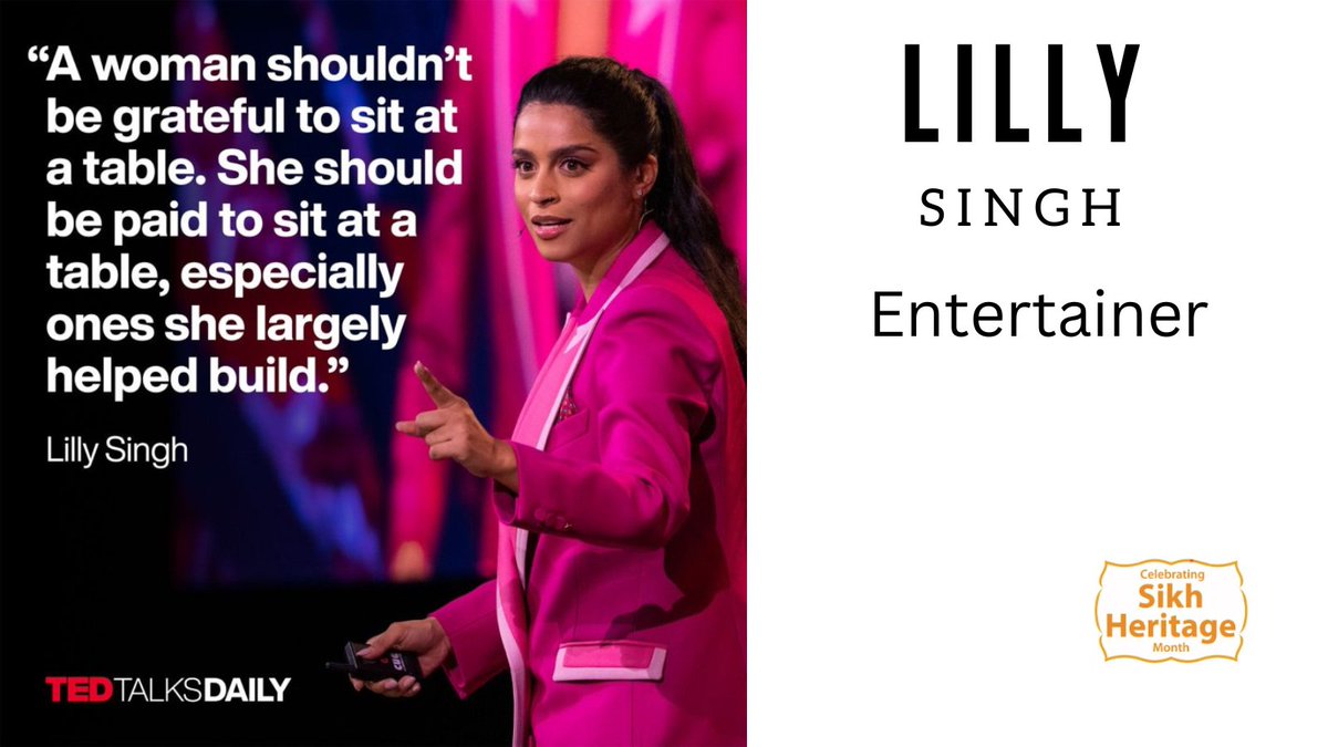 Canadian comedian, actor, game show host and @tdsb alumni @Lilly makes us laugh & think with her skits, vlogs & motivational videos! She is an advocate for mental health and gender equality with her @unicornisland foundation! #Superwoman #TedTalk #SikhHeritageMonth