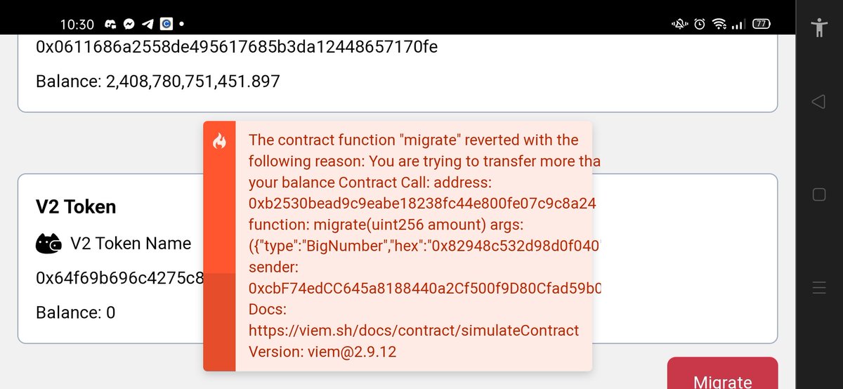 DarkTrader25's tweet photo. @catpayio Pls check this out. Cant migrate. https://t.co/cQ4zz5Vdec