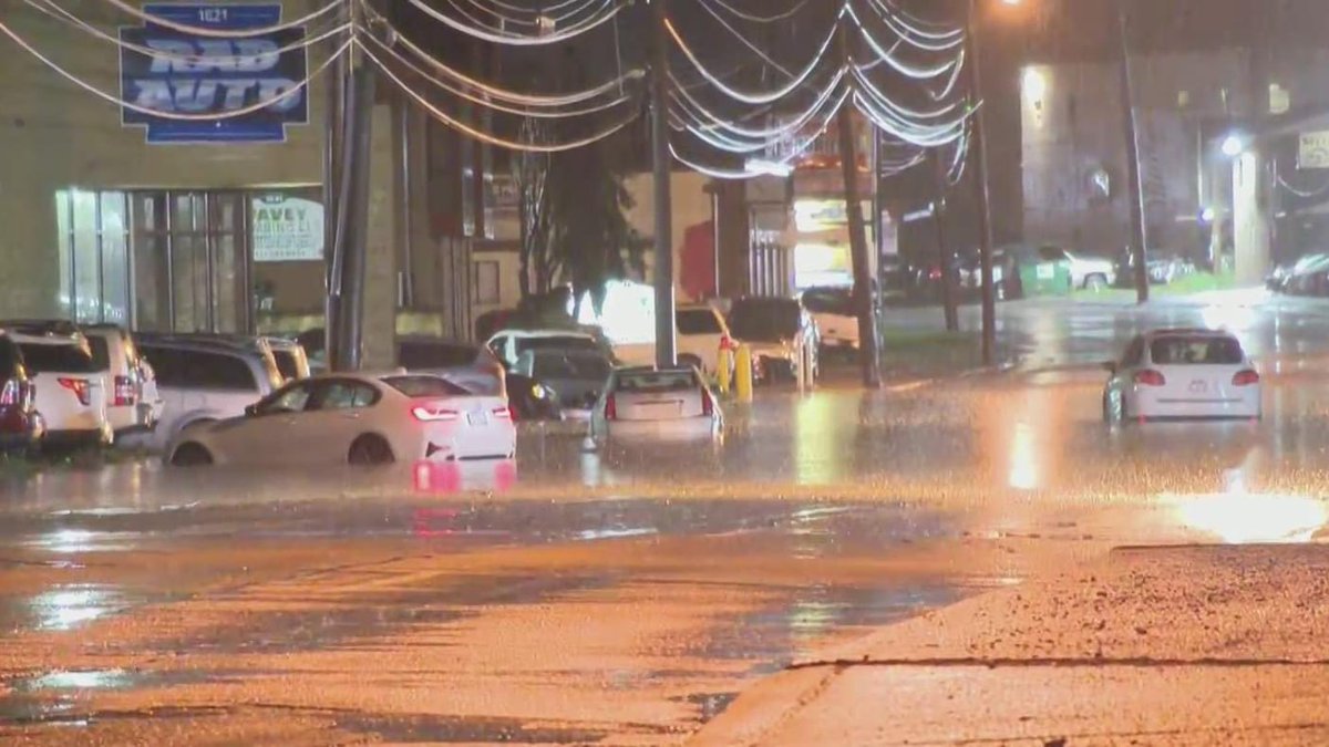 This is a look at Route 51 near Edgebrook. At least 3 cars got stuck in high water from severe flooding. One person had to be rescued from the roof of their car. I’ll have live details at 11 on @KDKA