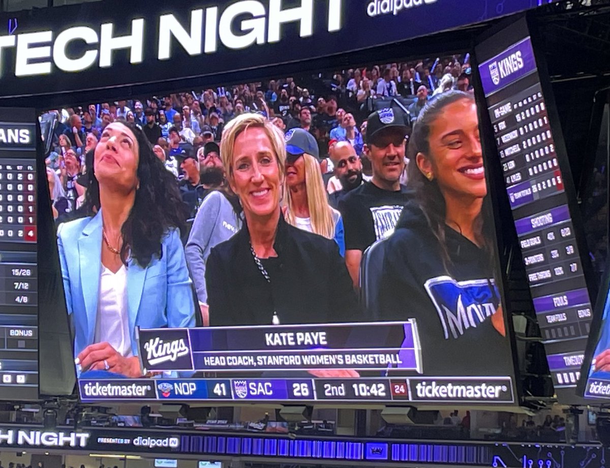 .@StanfordWBB head coach Kate Paye is in the building to watch the Kings vs Pelicans game.