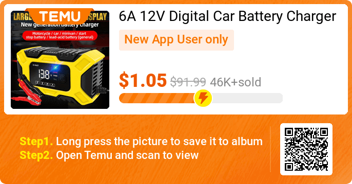 6A 12V Digital Car Battery Charger Fully Automatic Repair Charge For Car Motorcycle SUV Stea Battery Charger 12v Fully Automatic 👉 -98% off discount+EXTRA 30% OFF❤️ 🎉 Exclusive deal[$1.05] -98% off 👉 item link: temu.to/m/u1fk3bxa7b9