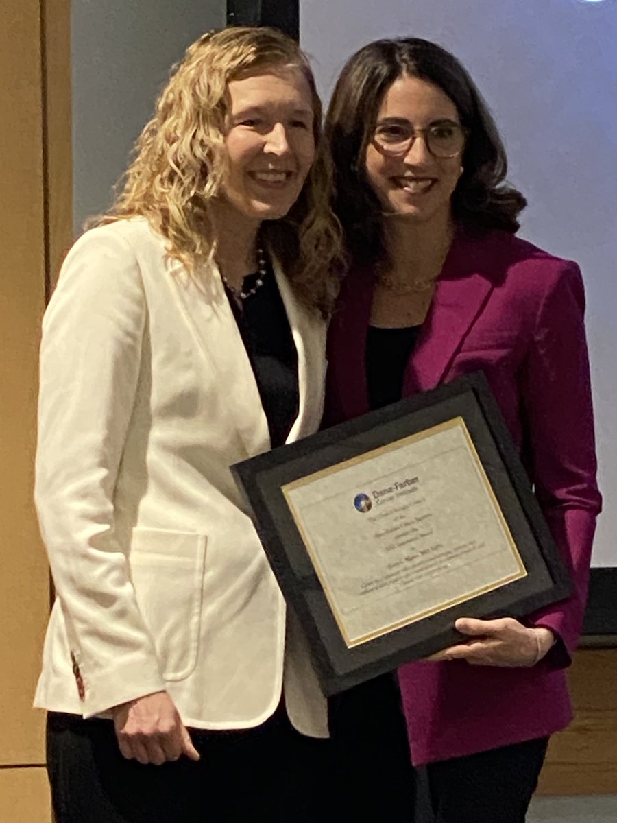 Congratulations to Dr. Erica Mayer ⁦@elmayermd⁩ for the Dana-Farber Innovation Award, recognizing her commitment to clinical care and research. Wonderful acceptance speech acknowledging contributions of NP, PA, research RN, and research staff. ⁦⁦@DFCI_BreastOnc⁩
