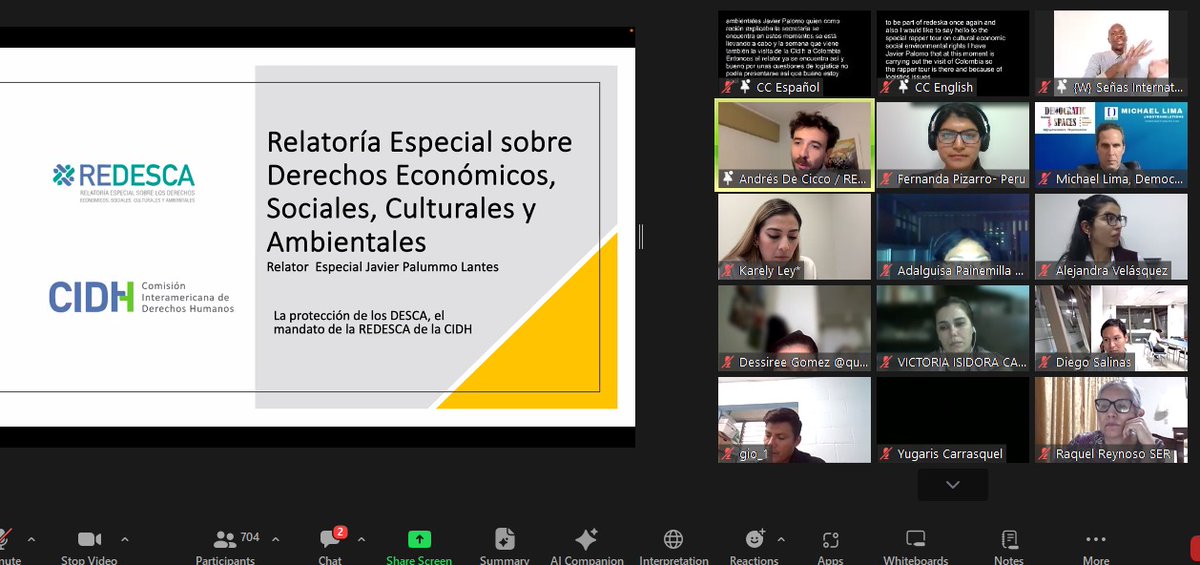 In the second part, @deci_andres from the @DESCA_CIDH addressed: 🔹What are Economic, Social, Cultural and Environmental Rights? 🔹Functions and priorities of the Rapporteur on Economic, Social, Cultural, and Environmental Rights (REDESCA) from @CIDH
