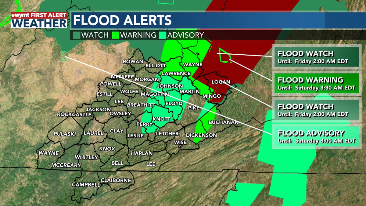 A Flood alert has been issued for the shaded area. See the latest at wymt.com/weather/alerts