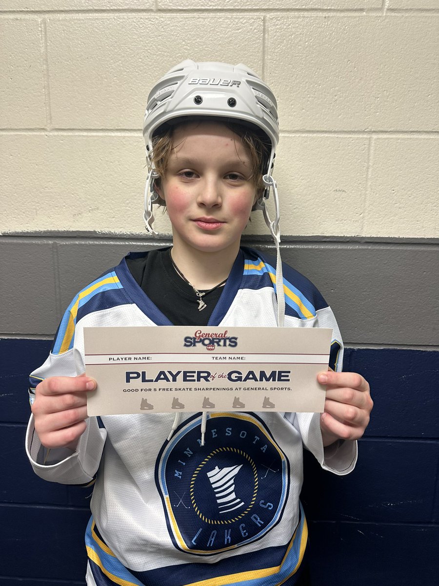 YEL 2011 MN Lakers > Thieves (7-4) Miroslav Ataev had four gorgeous assists tonight helping the Lakeshow to their second win in a row. Ataev named @GeneralSportsMN POTG and earns 5 free skate sharpenings from GS.