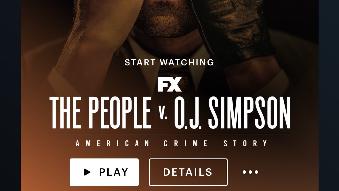 Hulu promoting the O.J. season of 'American Crime Story' at the top of the app this evening — hulu.com/watch/b39e7739…