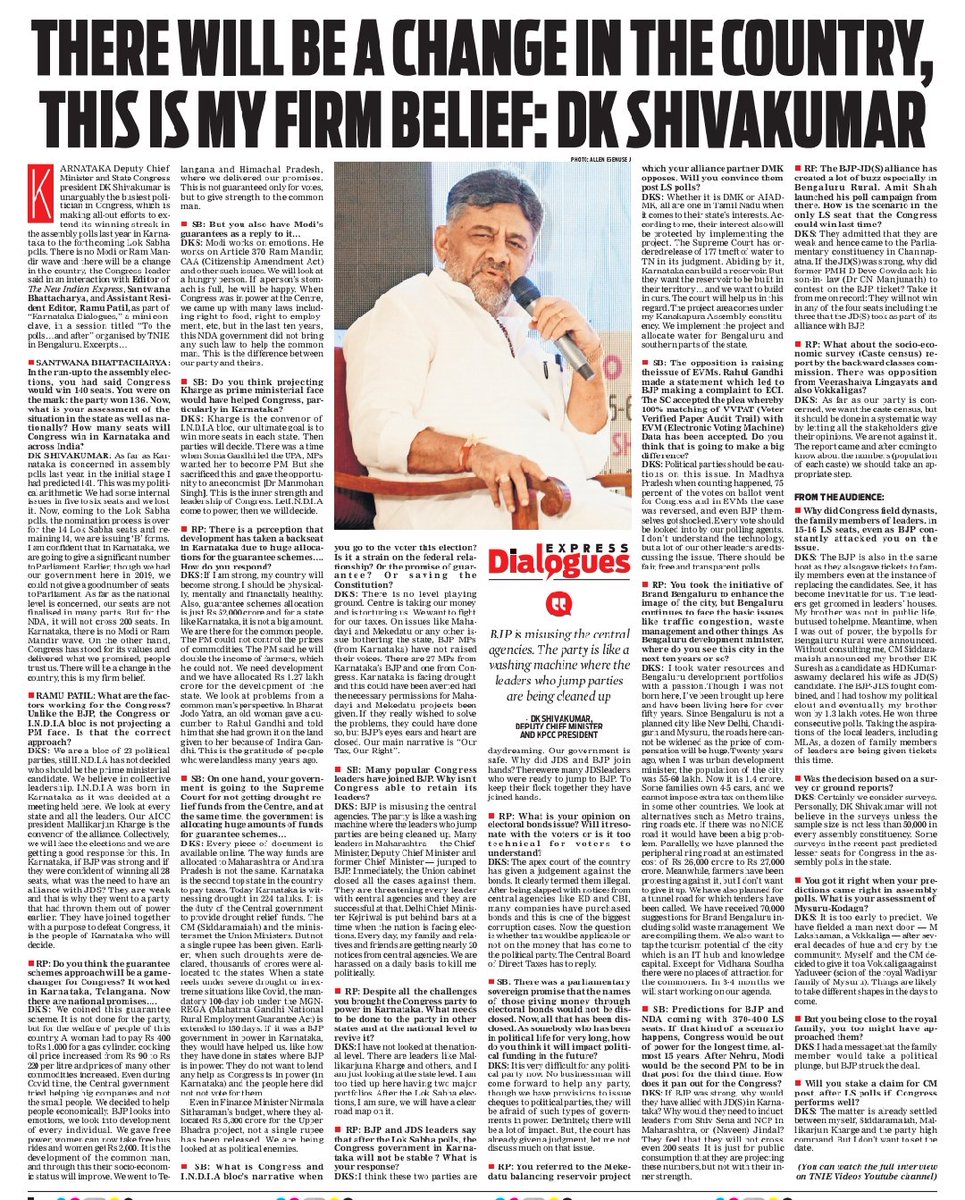 In Karnataka, if BJP was strong & confident of winning all 28 seats, what was the need to have an alliance with JDS? They are weak & thats why they went to a party that had thrown them out of power earlier: @DKShivakumar newindianexpress.com/states/karnata… Video👇 youtu.be/kqkN8xn80go?si…