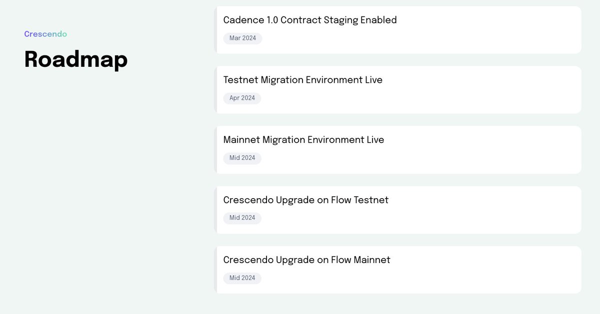 Are you ready for the biggest @flow_blockchain network upgrade? Mid 2024 is COMING SOON 🌊 CRESCENDO ROADMAP