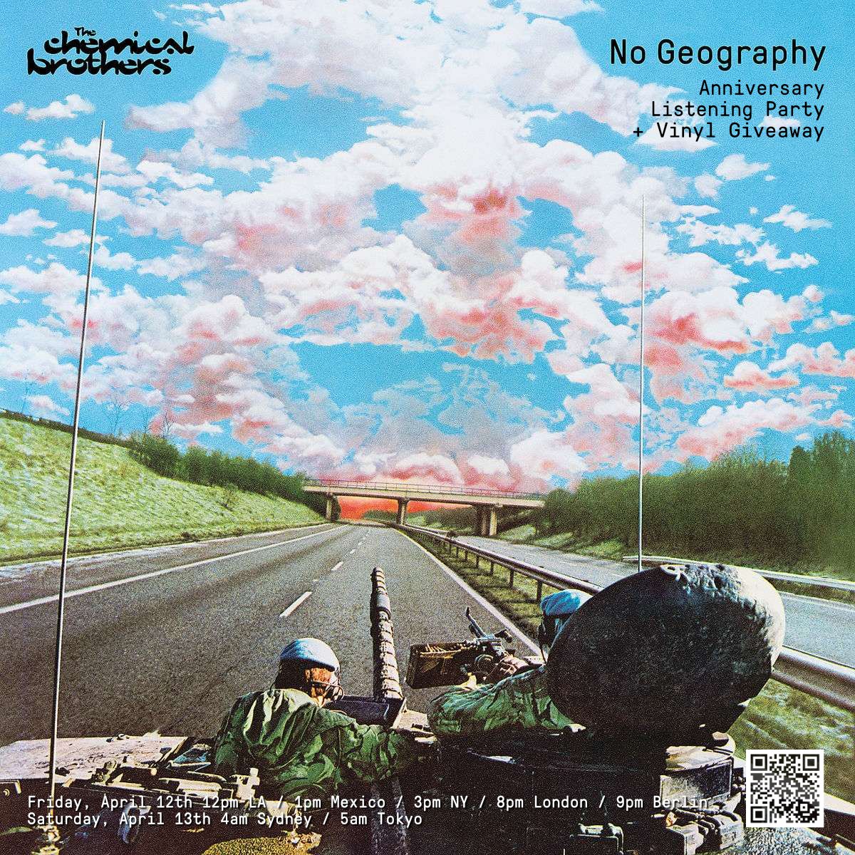 HBD, No Geography 🎂 @ChemBros' ninth studio album featuring @AURORAmusic, @sophieespeech & @brownsteinpoet was released on this day five years ago 🌐 Join us on Discord for our Anniversary Listening Party and a chance to win the album on vinyl 💿✨  🔗 discord.gg/6DCqDTkesn