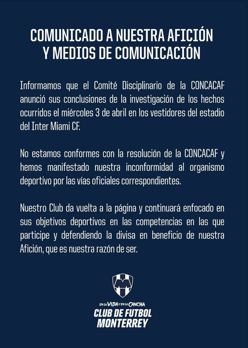 Comunicado a nuestra Afición y a los Medios de Comunicación. 📝

#EnLaVidaYEnLaCancha