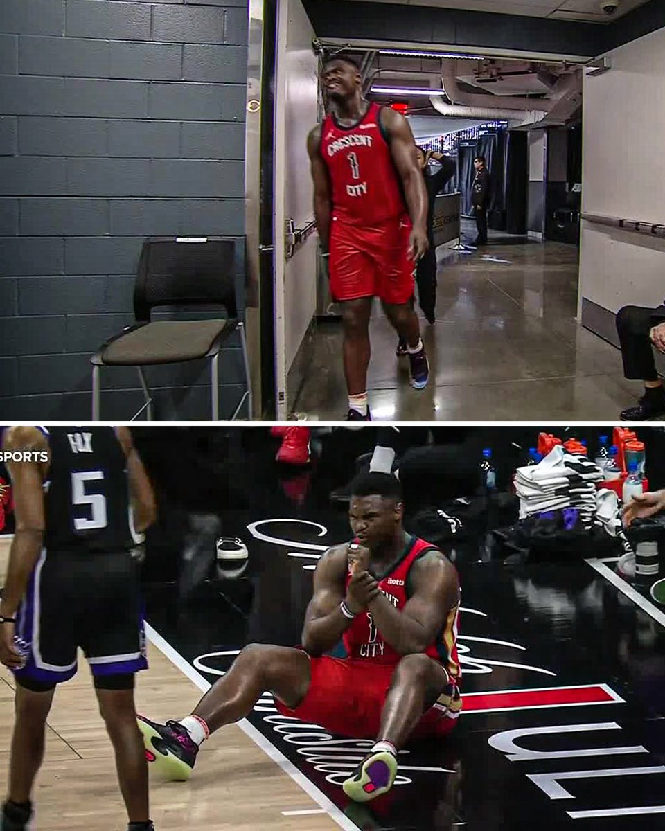 Zion Williamson headed to the locker room after suffering an apparent wrist injury vs. the Kings.