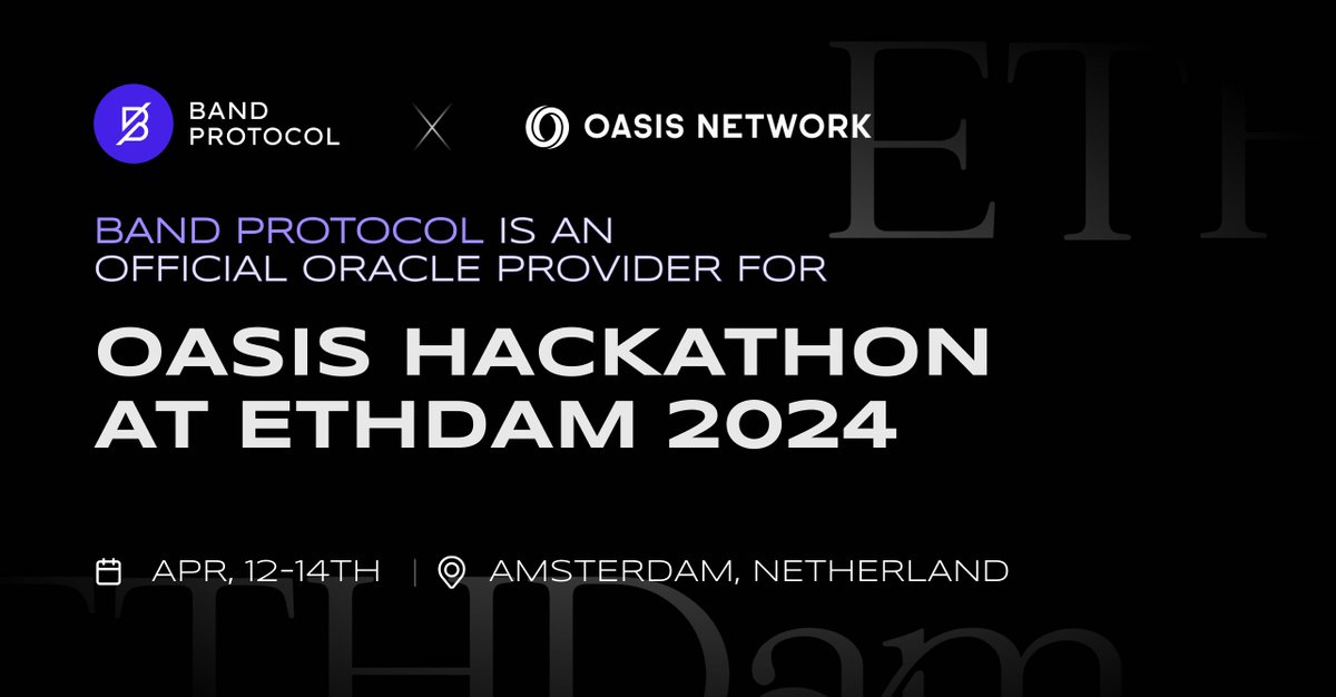 🤝 Band Protocol is supporting the Band Price Feed throughout the Hackathon, serving as an essential component for building the smart privacy dApps on @OasisProtocol’s Sapphire ParaTime! . 👉 More about the Oasis Hackathon: oasisprotocol.org/blog/ethdam-bu… . #bandprotocol #OasisNetwork