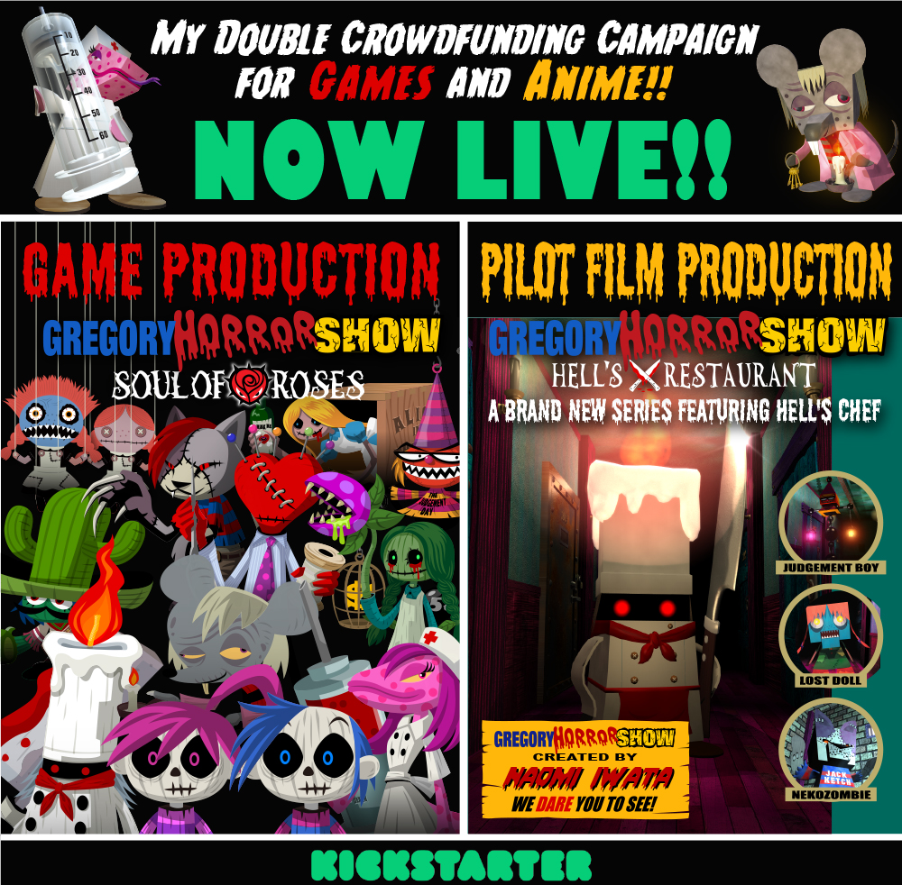 Double campaign for both the game and animation is now live! Your support is greatly appreciated for Gregory Horror Show revival! Additionally, we would be grateful if you could help spread this information. kickstarter.com/projects/iwata…