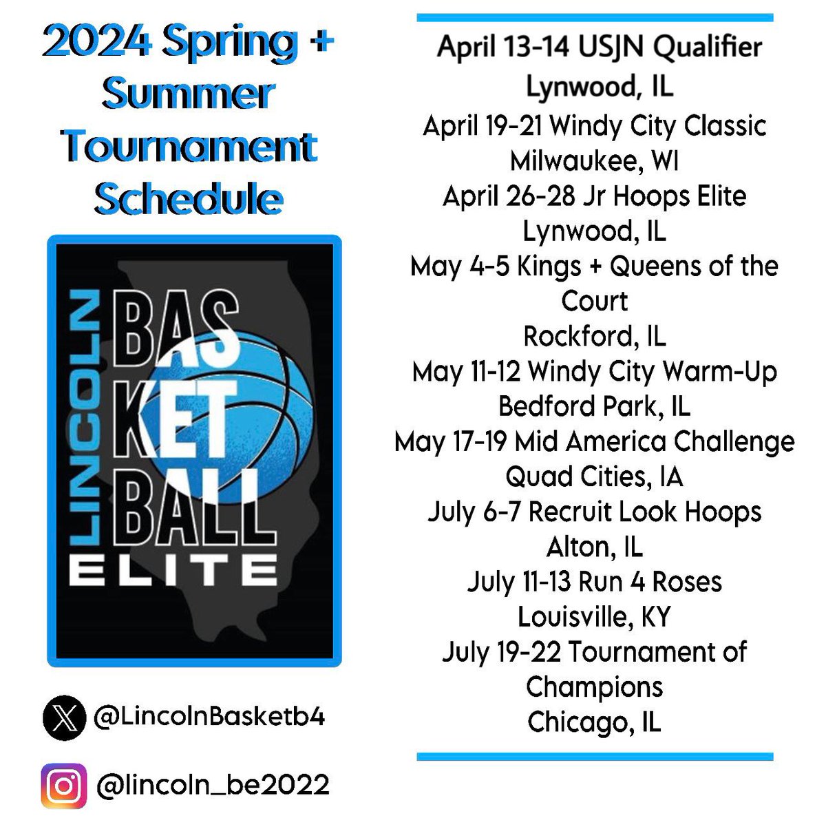 Here is my updated schedule! Looking forward to this weekend. 
<a href="/LincolnBasketb4/">Lincoln Basketball Elite (Phoenix)</a> <a href="/CoachRyanSasis/">Ryan Sasis</a>