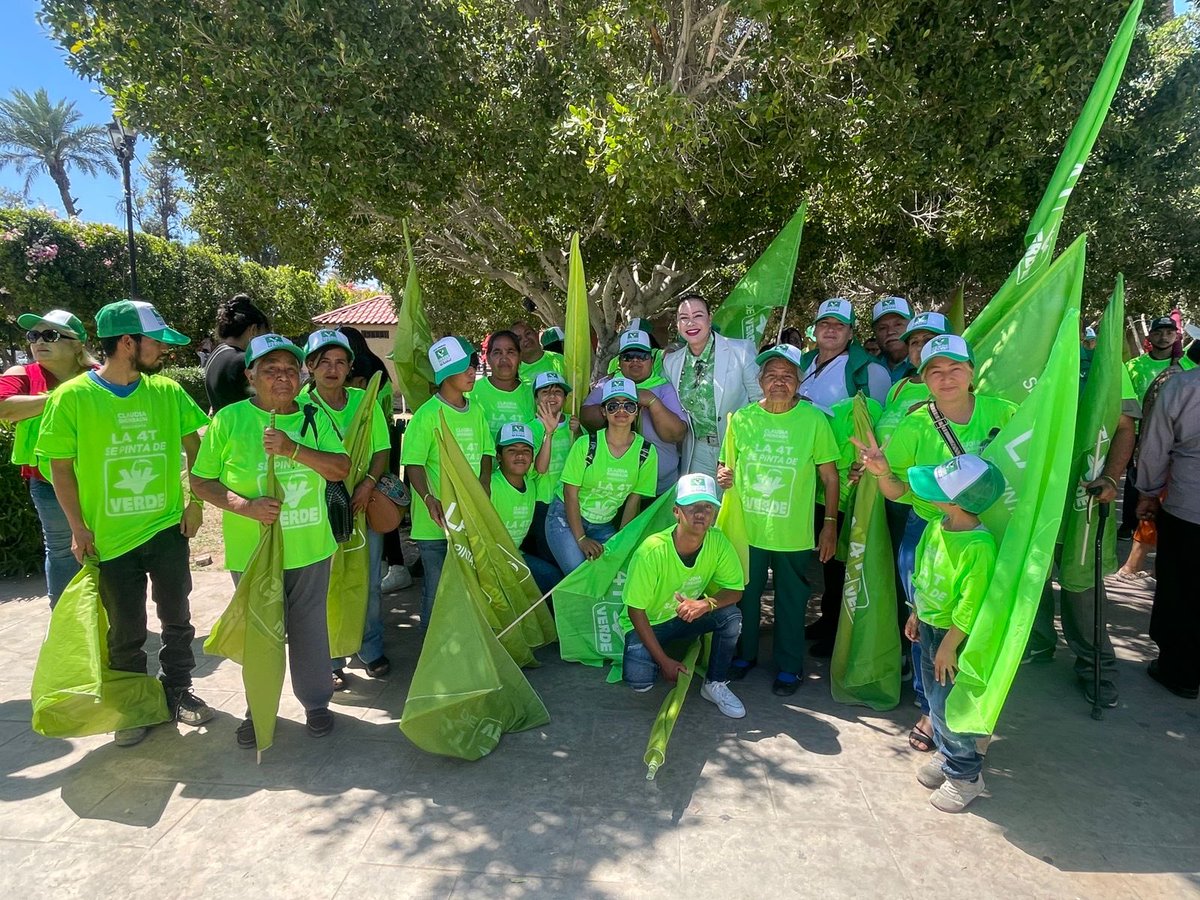 partidoverdeson's tweet photo. ¡La #4T se pinta de #Verde! El proyecto de la transformación del país sigue más fuerte que nunca de la mano de nuestra Candidata a la Presidencia @Claudiashein. ¡Vamos por un México más Verde! ♻️✅ https://t.co/DVfswrh3gT