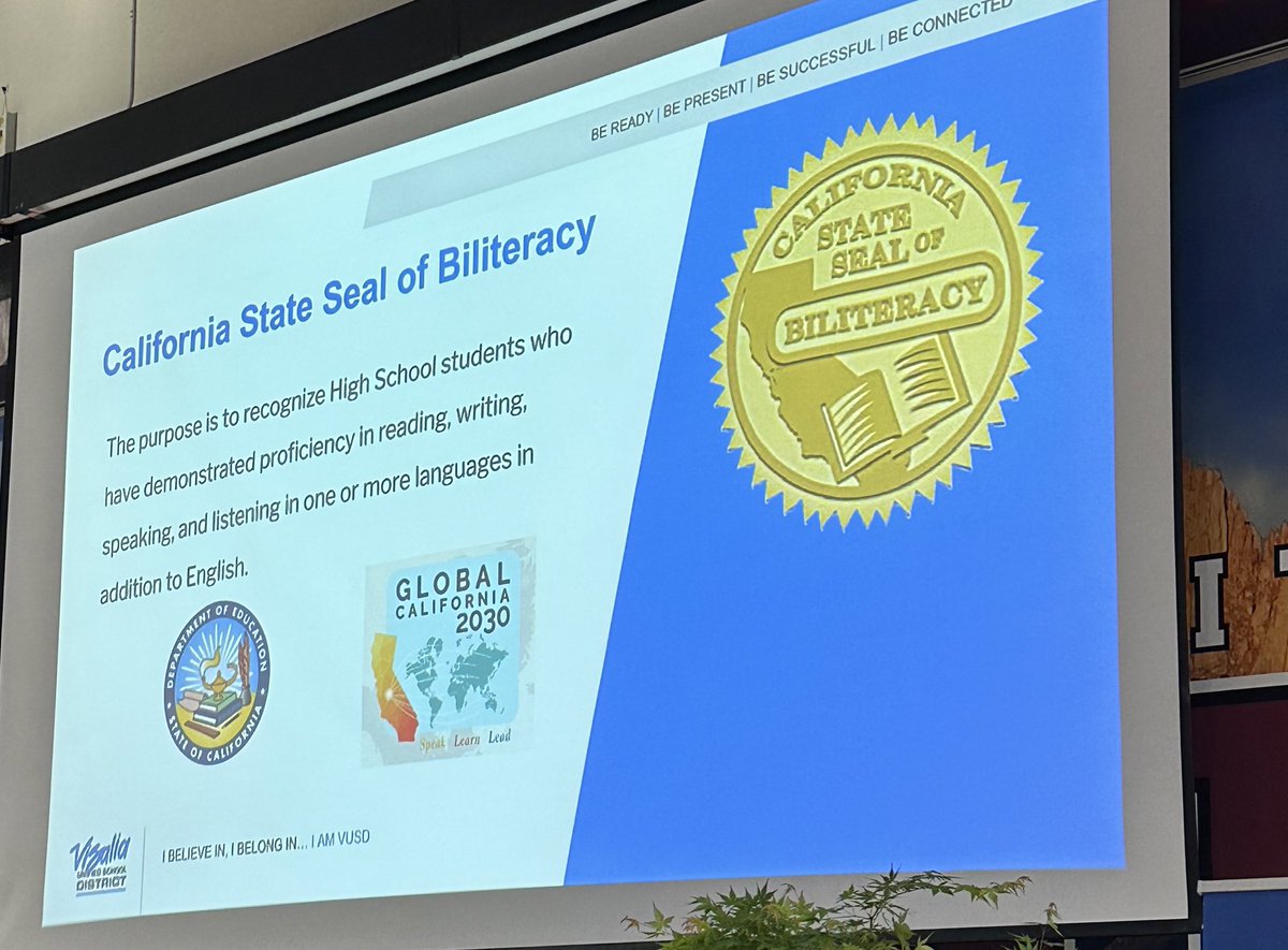 Awesome evening as we celebrated over 200 students receiving the California Seal of Bilteracy and others being reclassified as English language proficient and several exiting our newcomer programs! Excellent work from our staff, students, and families! @visaliausd @CADeptEd