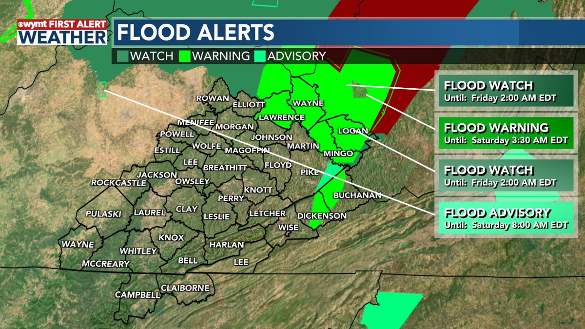 A Flood alert has been issued for the shaded area. See the latest at wymt.com/weather/alerts