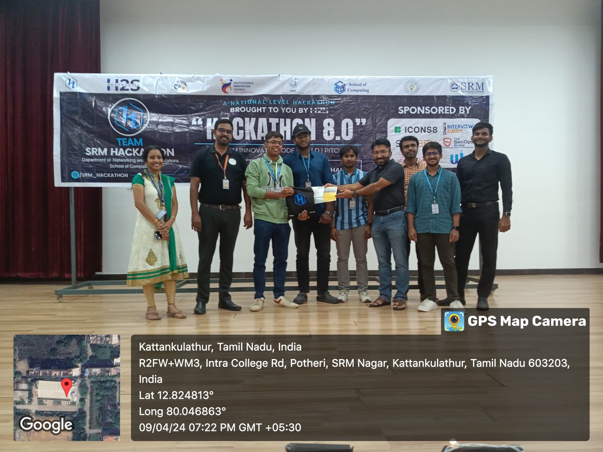 SoC_SRMIST's tweet image. Congratulations to students from Department of Computational Intelligence, School of Computing for having won First Prize at the SRM Hackathon 8.0 held on 8th and 9th of April, 2024. #SRMHackathon8 #ComputationalIntelligence #MedTech #Innovation #ElderlyCare