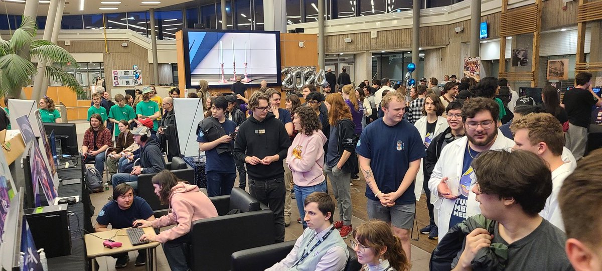 NCgameDev's tweet photo. Some pics from a fun evening celebrating great games, and digital art here at Niagara College! at GDLaunch2024 #myNCstory https://t.co/diRcnYf8he