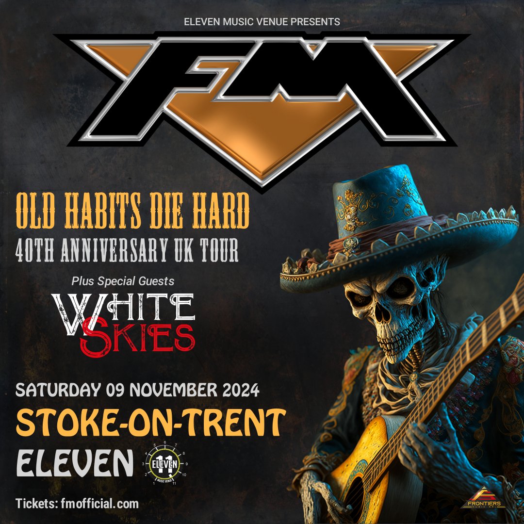A Friday double treat... 2 more shows added to our #OldHabitsDieHard #40thAnniversaryTour 17 Oct: Hastings #Carlisle 09 Nov: Stoke-on-Trent #Eleven Special Guests for both shows are @whiteskiesband Tickets: bit.ly/FMlive #FMlive #ontour #hastings #stoke