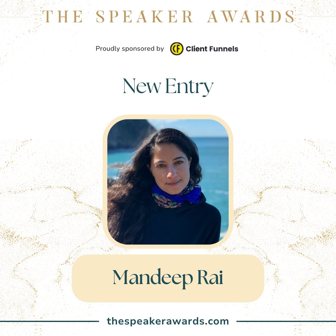 Congratulations to Mandeep Rai (@MandeepRai) for joining The Speaker Awards 2024 sponsored by ClientFunnels!

Entries close April 21. Don't miss your chance: thespeakersawards.com

#TheSpeakerAwards #PublicSpeaking