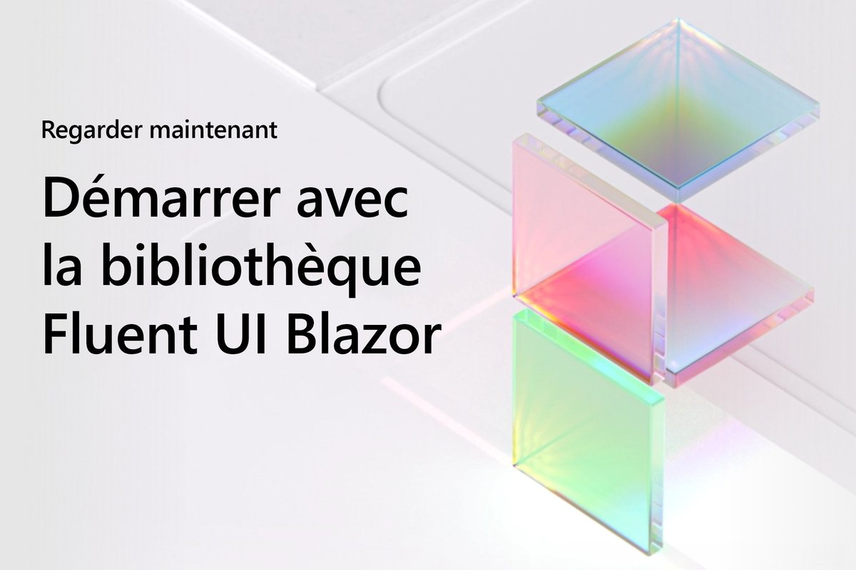 La bibliothèque Fluent UI Blazor est un ensemble open source de composants Blazor utilisés pour créer des app dotées d'un design Fluent. Regardez cette vidéo et découvrez comment commencer avec la bibliothèque Fluent UI Blazor: msft.it/6014cFyrs