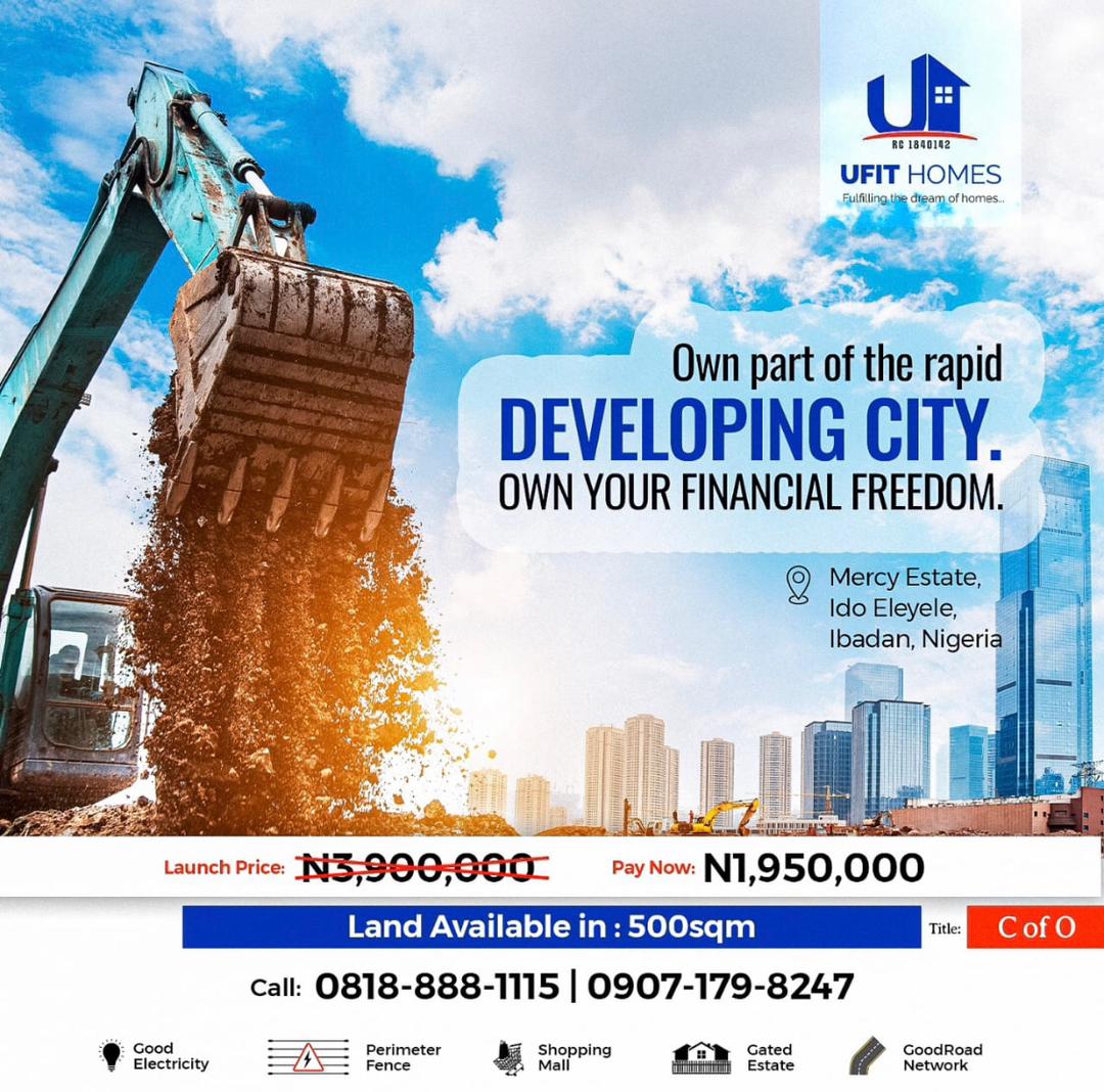 Exciting news! Our lands and houses at @ufithomes are strategically located in developing cities. Bid farewell to concerns about settling in UNDERDEVELOPED AREAS. Embark on your journey with us at UFITHOMES where there is freedom #FreedomFriday #RealEstateRevolution #UfitHomes