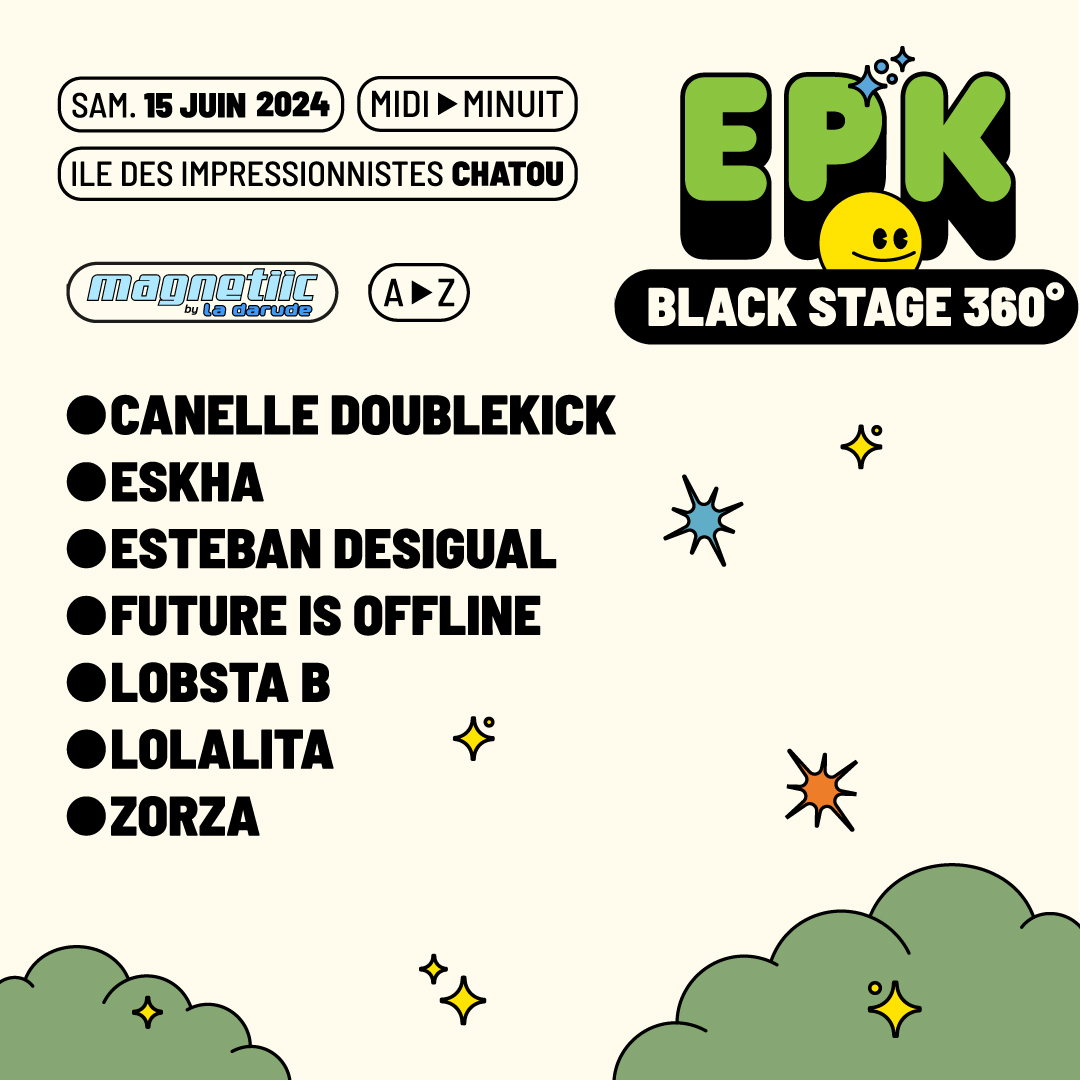 ANNONCE : Grande nouveauté cette année, on est très heureux de laisser les clés de la Black Stage entre les mains de Magnetiic Agency 💫 Le collectif La Darude débarque avec 7 artistes pour vous faire vivre une expérience unique sur une scène en format 360° 🥵