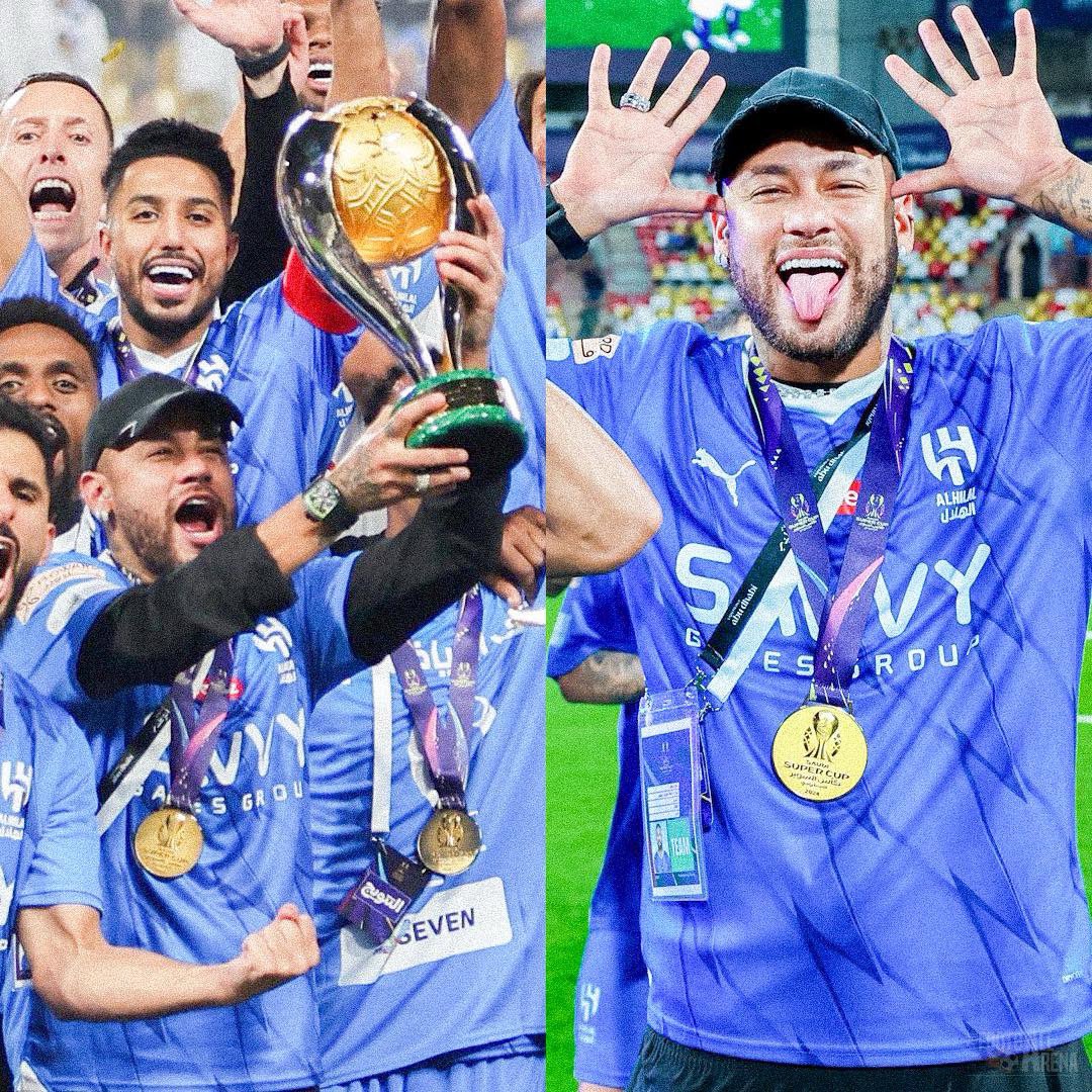 Neymar Jr has won his first trophy with Al-Hilal. 🥇 Neymar on Instagram : “Just like in school, your group does the work and you collect the grade.” 😂