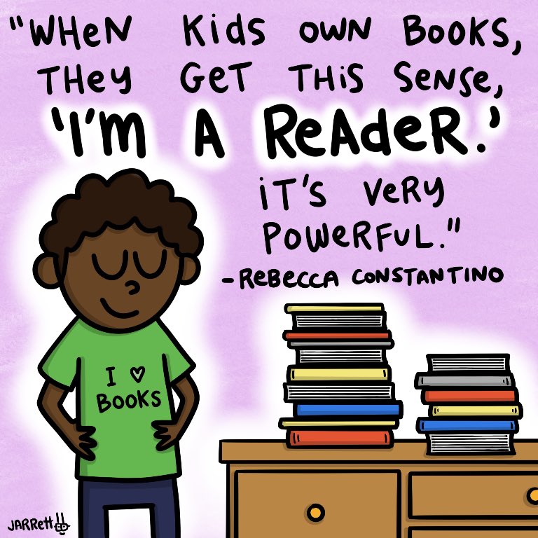 Access to books is important! 📖🚀 “When kids own books, they get this sense, ‘I’m a reader’. It’s very powerful.” - Rebecca Constantino Art by @Jarrett_Lerner