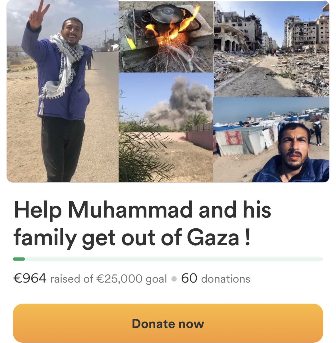 mhmd_s09's tweet image. Hey guys, in the last few days, donations have dropped significantly. The green bar barely moves. I need urgent donations. ‼️
The occupation is preparing to invade Rafah, and I fear that we will remain here between war, siege and annihilation🍉🔁
gofund.me/a814f0df