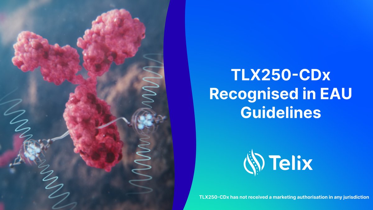 We welcome updated EAU Guidelines, recognising TLX250-CDx as an emerging technology for RCC management.​ This is based on evidence from Telix's Ph 3 ZIRCON trial, which met all primary and secondary endpoints, and demonstrated a 93% PPV for ccRCC. More: bit.ly/3vGJH4e