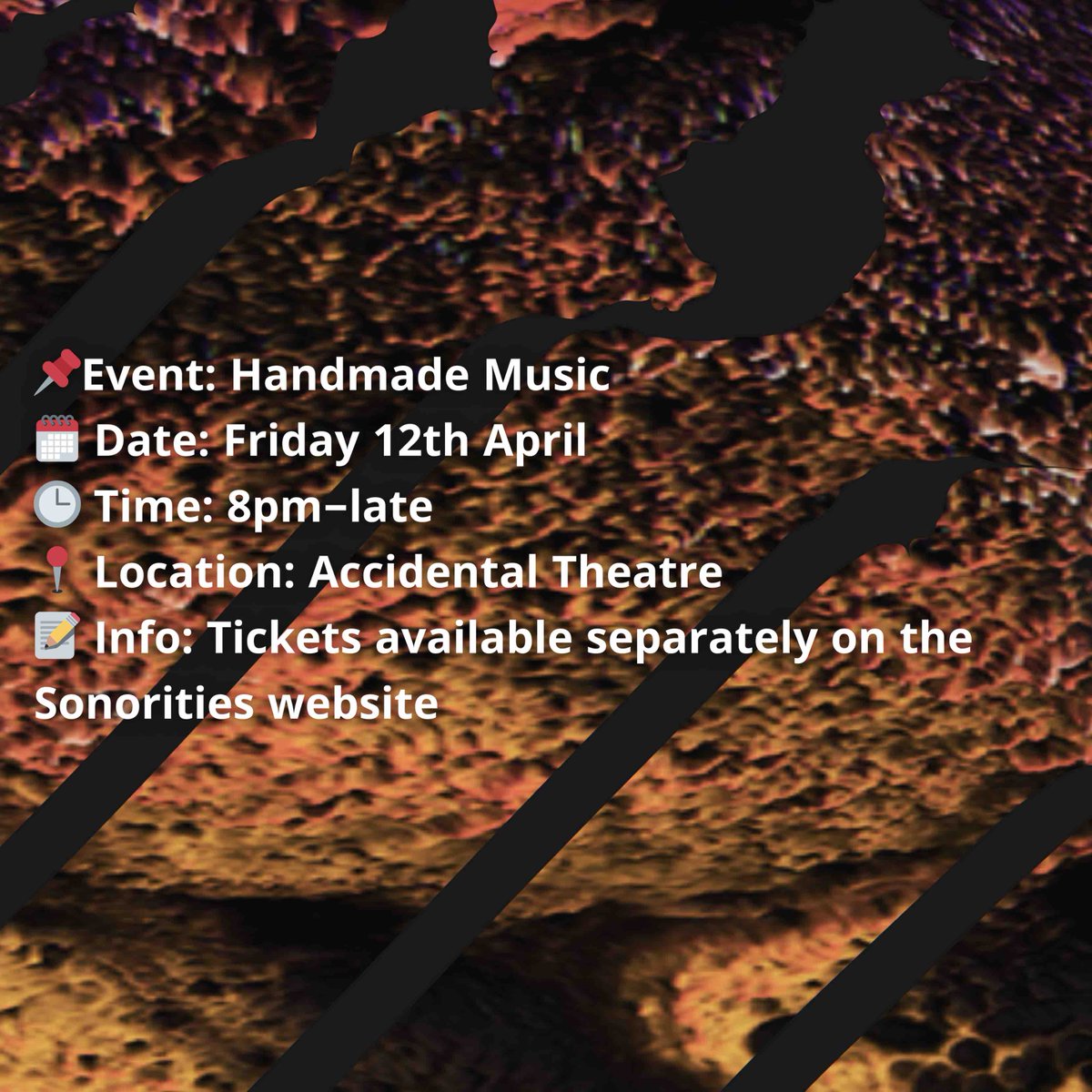 📣 Day 5 at Sonorities 

 Handmade tickets are available separately on the Sonorities webpage.

Remember, there are ongoing exhibitions, listening rooms and installations in SARC and across Belfast - go check them out! 

🔗🎟️ 

#Sonorities2024 #YouMightNotLikeIt