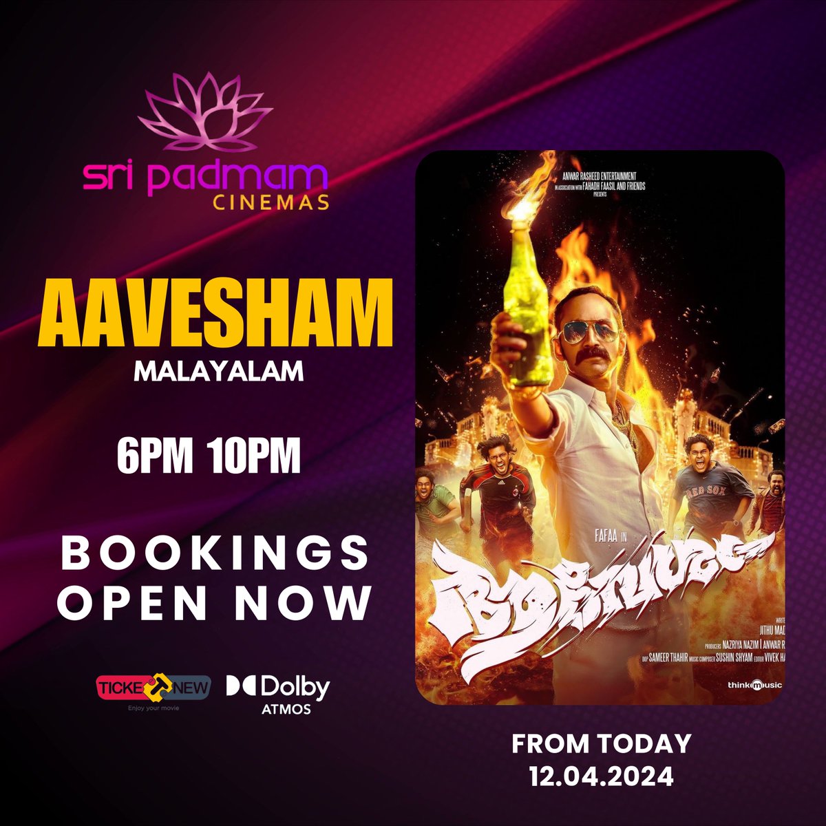 As per audience request we are screening #Aavesham from today at #SriPadmamCinemas Tenkasi

Book your tickets now on Ticketnew 

#PssMultiplex #Tenkasi #Aavesham #MalayalamMovie
