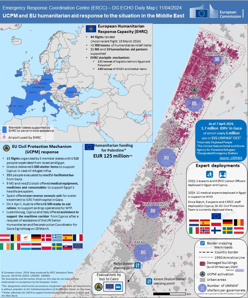 Daily map: EU civil protection and EU humanitarian aid response to the situation in the Middle East. ↓ 🔗 europa.eu/!X6XbYX