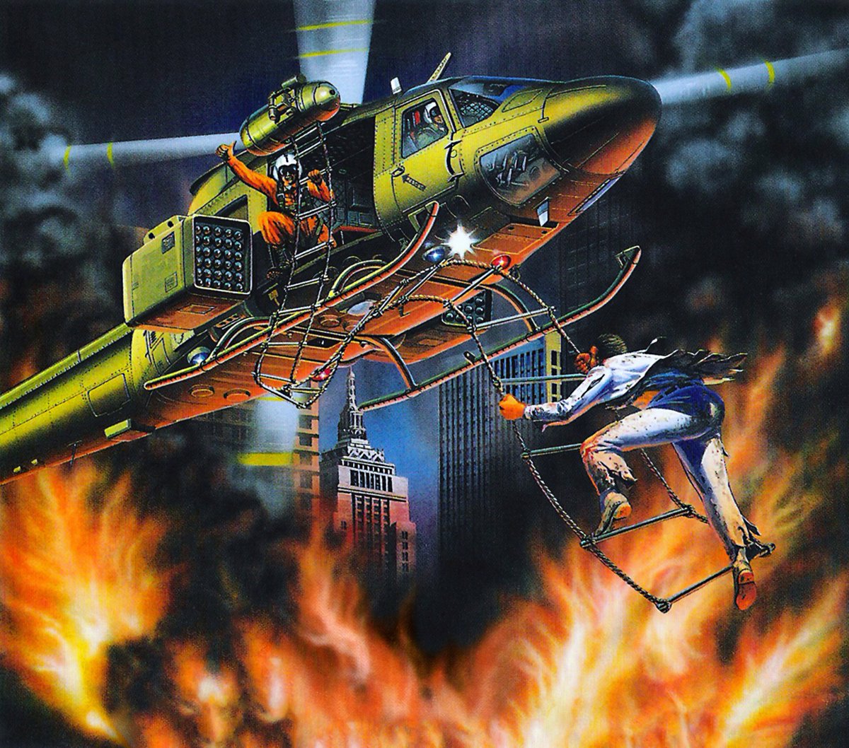 The artwork of #AirRescue used on the cover of the #Sega #MasterSystem release across different regions. Sources weren't very good but it'll do for now. Usual upscale/clean/retouch process applied, with logo removal and some liberties taken where it was. No clue on the artist.