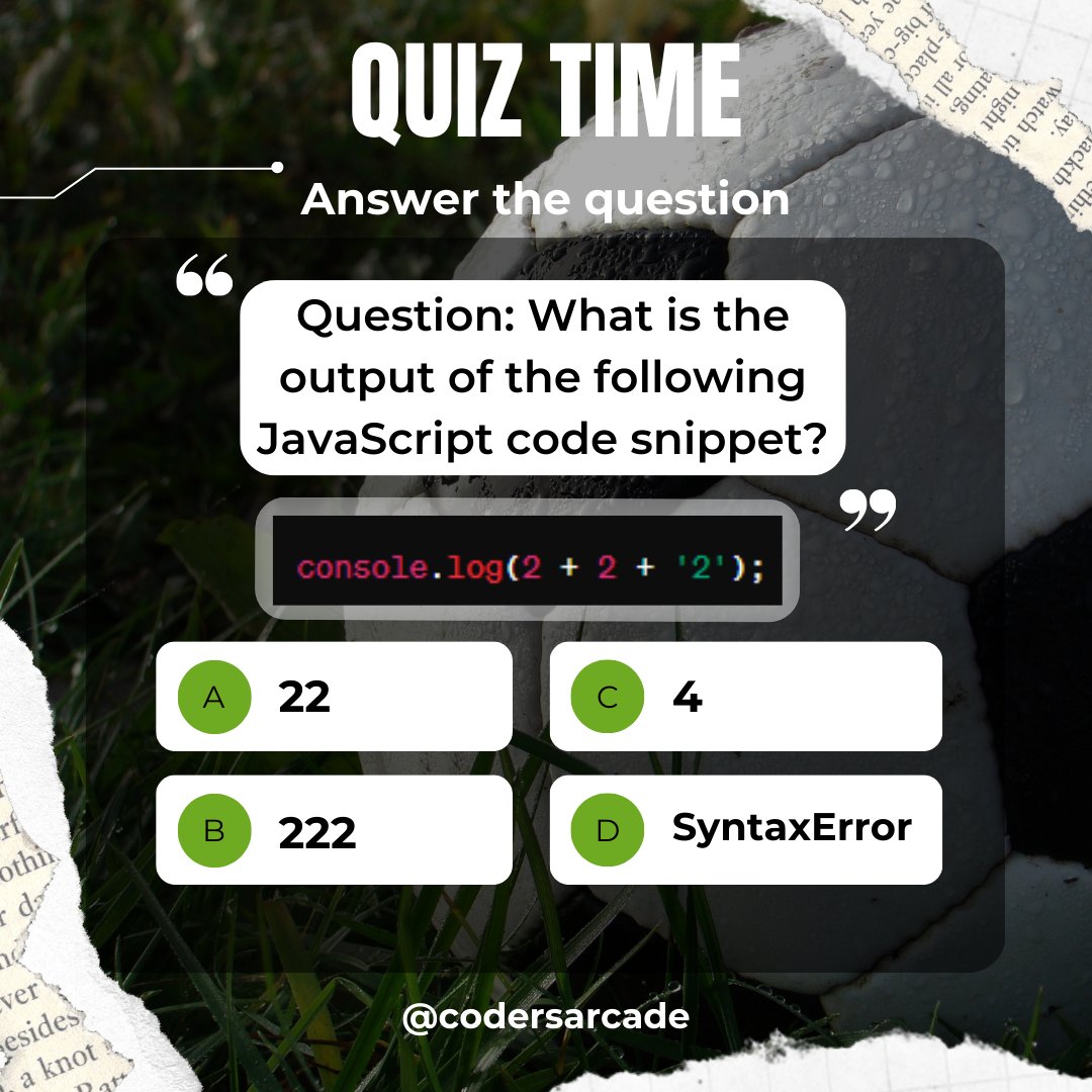 CodersArcade's tweet image. Do you know the answer? #codersarcade #javascript #coding #quiz