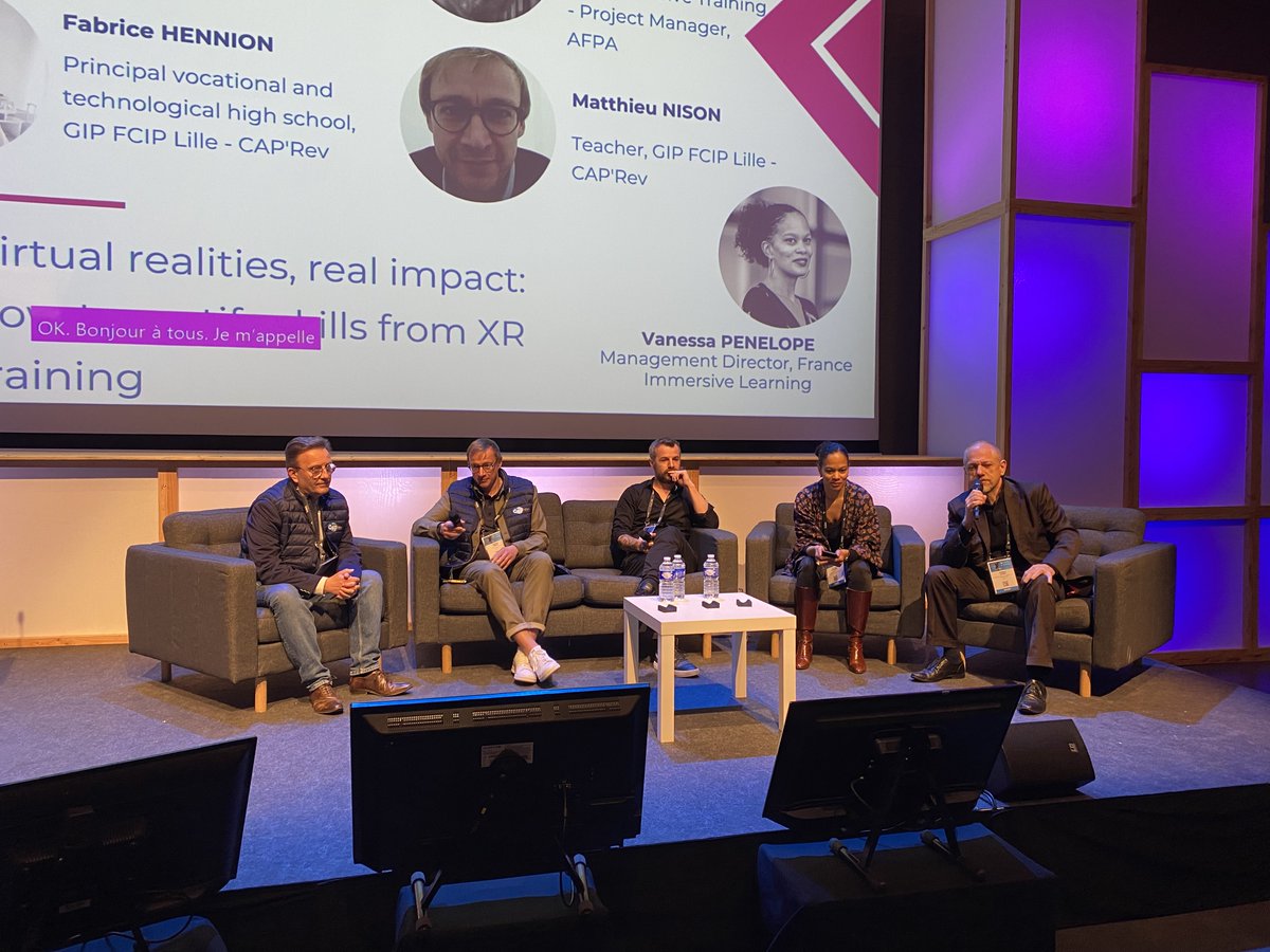 #2 / HOW CAN #XR IMPACT THE FUTURE? 🎤 It goes on... with @boel_carl, Fabrice HENNION, Matthieu NISON, Philippe MURAT & Vanessa PENELOPE Let's talk about 'Virtual realities, real impact: how to certify skills from XR #training'! 🎬 #LavalVirtual #Technology