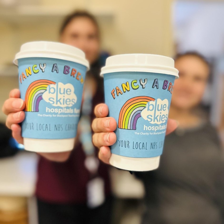 There’s no Blue Skies outside yet….so step inside to find our Blue Skies! 🌈☀️Have a feel good Friday cuppa and help to save a life at the same time! @BlueSkiesFund 🏥 #hospitalcharity #patientcare