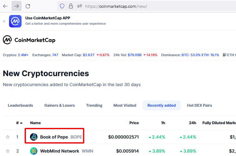 @Plazma0x Book of Pepe is now listed on CMC ✅🚀 we are going to write the story of Pepe join us now the train is on its way

$Bope and $Pepe 🚀