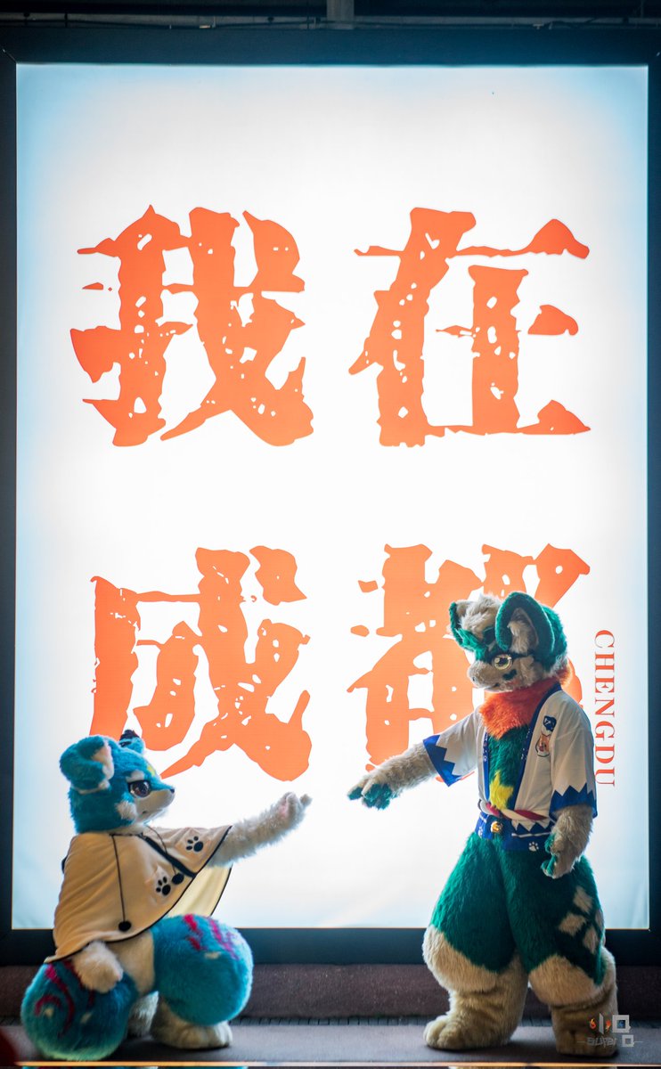 和我在成都的街头走一走，喔哦～～～
蓝色小狗:<a href="/yu_jun22/">雨均</a> 
摄影:@风云小q(b站名)
#furry #fursuit #FursuitFriday