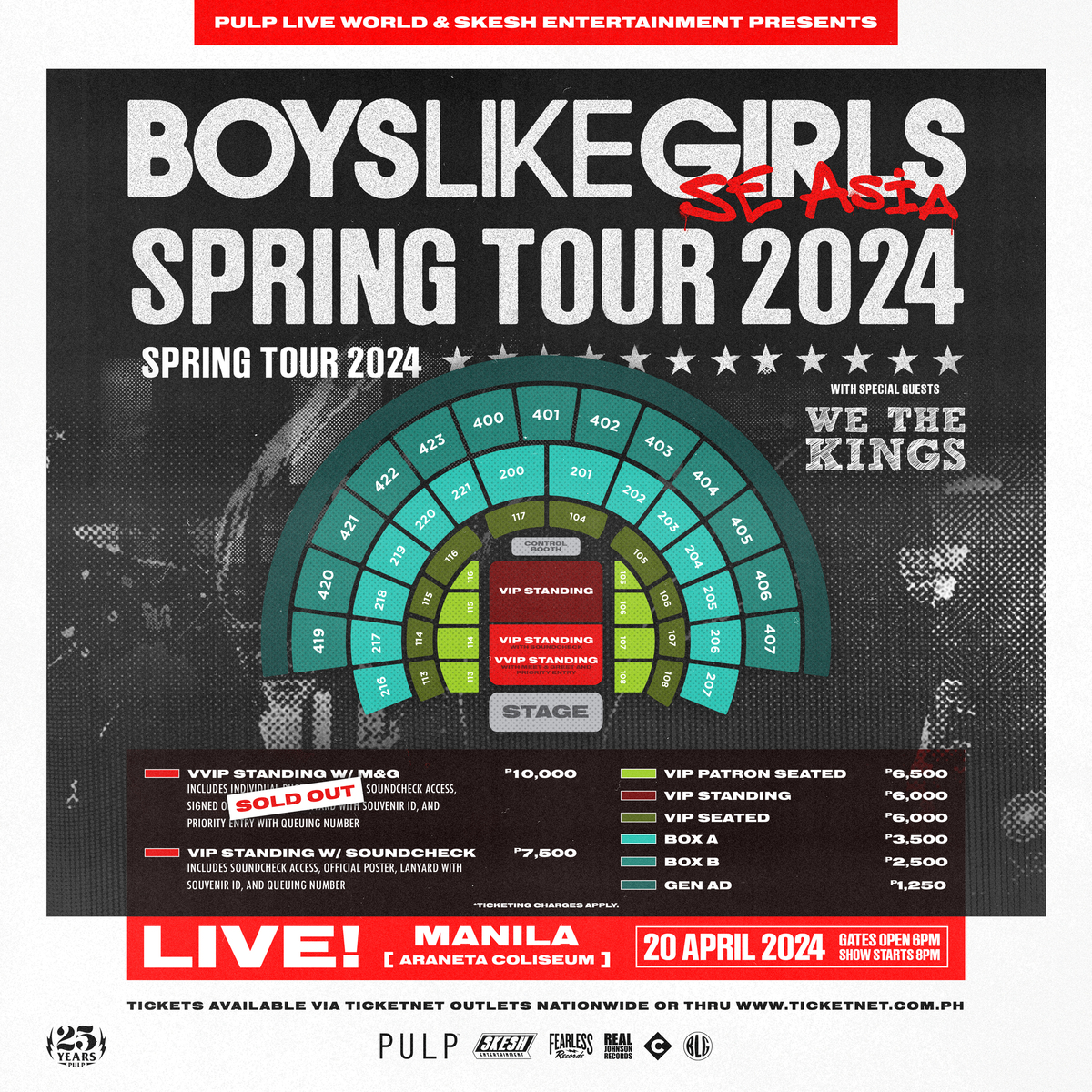 🚨 LISTEN UP! 🚨 Due to overwhelming demand, we've opened the General Admission section of the Araneta Coliseum for the BOYS LIKE GIRLS SPRING TOUR 2024 IN MANILA. 🎶 Hurry, these additional seats won’t last long! 🏃 You can grab the remaining limited seats from other sections…