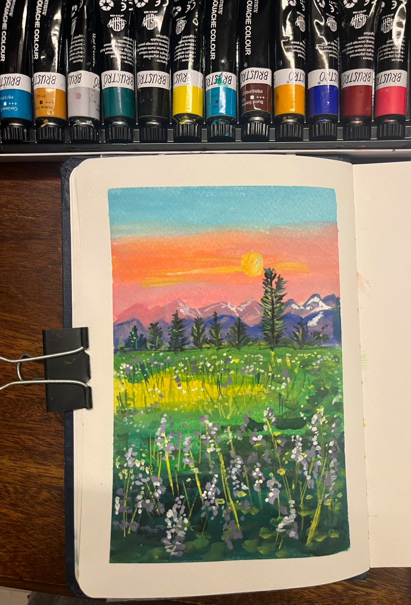 My new passion— painting pretty landscapes. Doing one daily. #ArtistOnTwitter #art #sketchbook