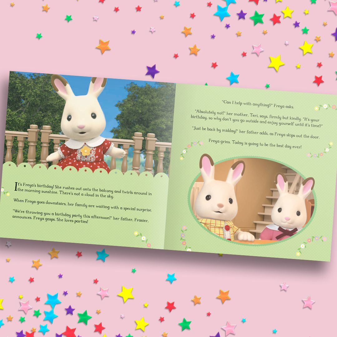 Travel to Sylvanian Land and celebrate Freya Chocolate Rabbit's birthday in this brand new picture book out now! 🎈 Based on the animation Freya's Happy Diary, now showing on YouTube, this book is the perfect present for any Sylvanian Family fan.💖 @SylvanianUK