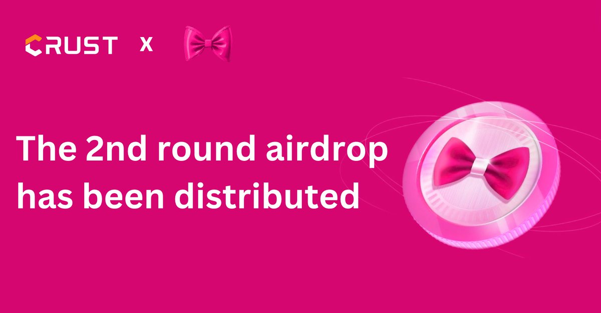 🎀Crust x Pink🎀's second airdrop, exclusive to Crust Cloud users, has been distributed! Welcome everyone to experience Crust's products and enjoy the Pink airdrop!