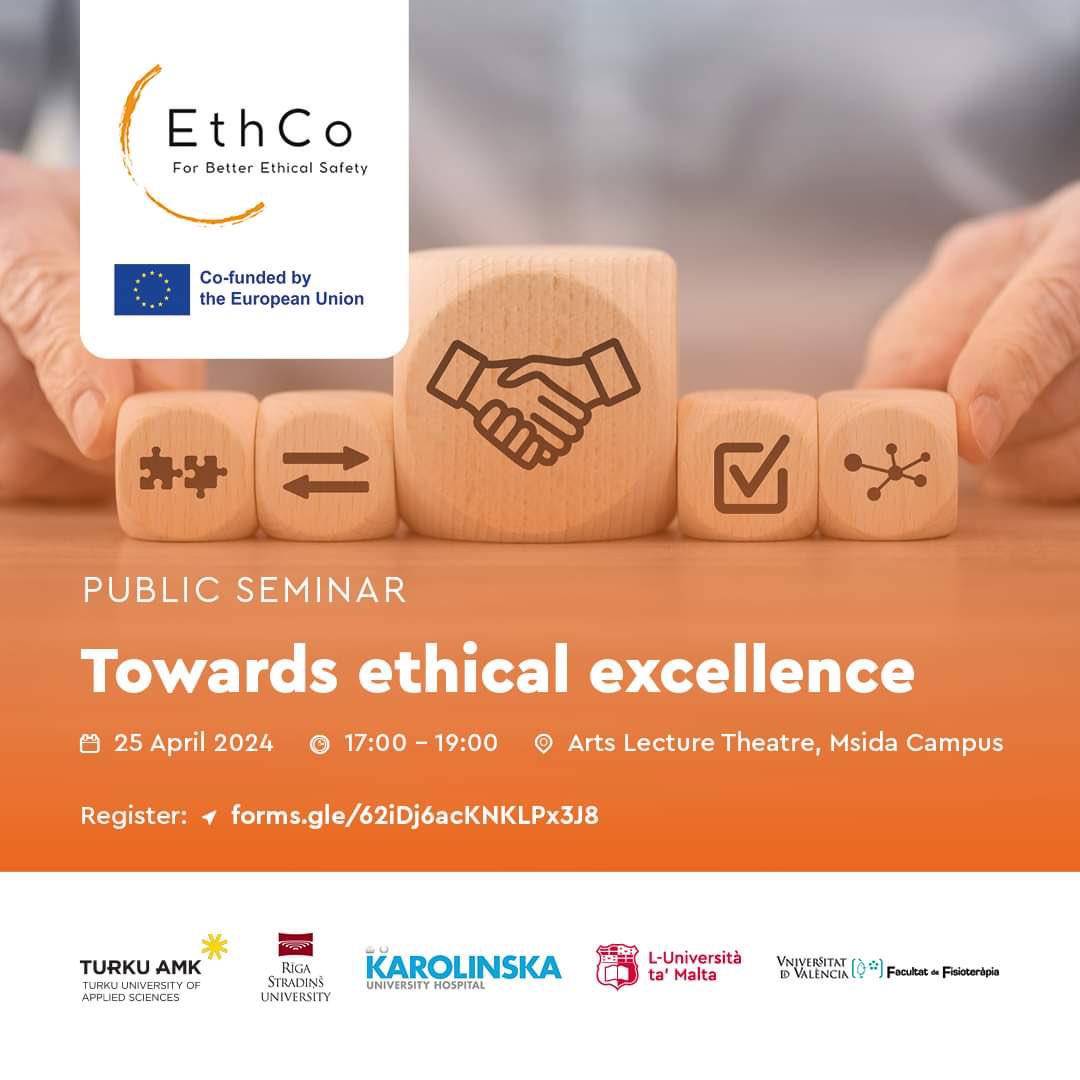 Join us for a public seminar 'Towards Ethical Excellence' Delve into ethical discussions and recent ethics research in Europe. Register here : forms.gle/62iDj6acKNKLPx… #healthcareethics @etchoproject